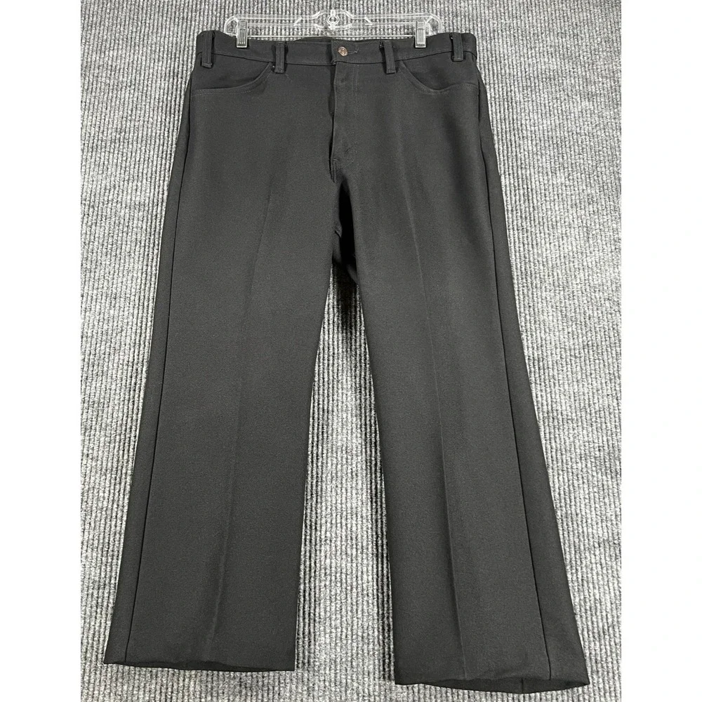 Vintage Levis Dacron Polyester‎ Pants Mens 36x30 (36x26) Black Casual Trousers